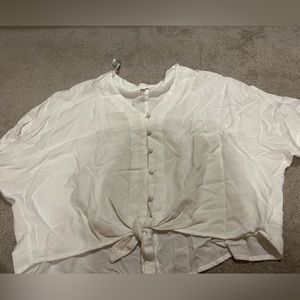 Button up shirt with tie in front